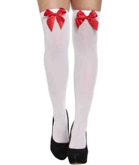 Dirndl kousen met rode strik / One-size